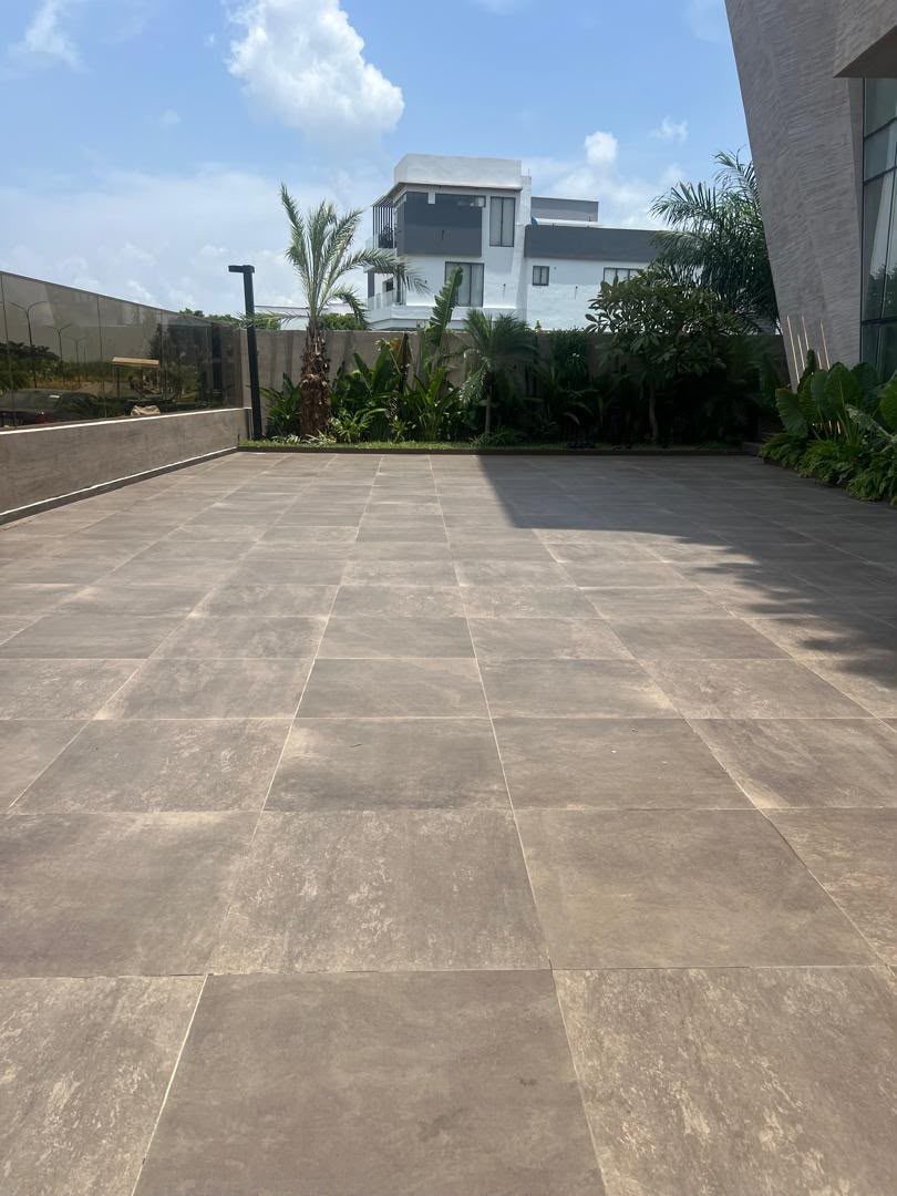 Outdoor terrace tiles clean and dry